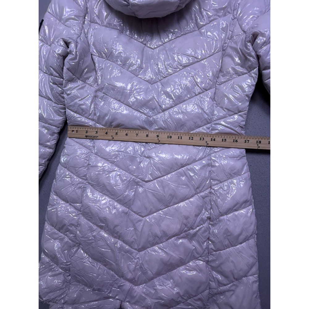 Calvin Klein Puffer Coat High Shine Nylon White Size XS Womens - Picture 4 of 15